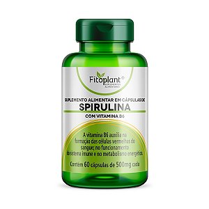 SPIRULINA 600 mg 60 CAPS (COM VITAMINA B6)  FITOPLANT
