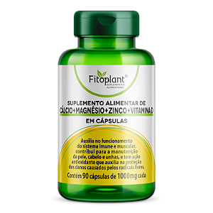 SUPLEMENTO CÁLCIO + MAGNÉSIO + ZINCO + VIT D 1850mg 90caps