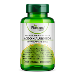 ÁCIDO HIALURONICO C/ VIT E ZINCO 500mg 60caps FITOPLANT