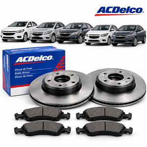 Kit Disco de Freio Dianteiro Ventilado+ Pastilha Chevrolet Onix Prisma Cobalt Joy ACDelco