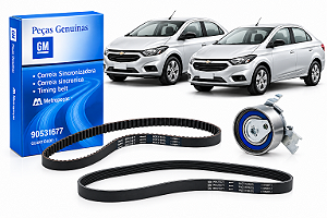 Kit Correia Dentada + Tensor + Correia do Alternador Onix Prisma Cobalt Spin Original GM