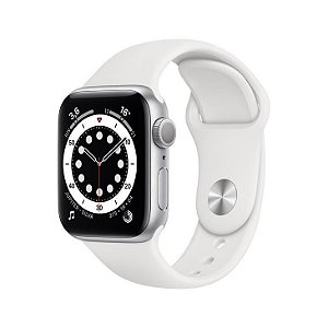 Apple Watch Series 6 44mm Caixa Prateada e Pulseira Branca