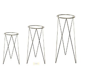 Kit 3 Peças Suporte Para Vaso De Chão Tripé Em Aço Dourado