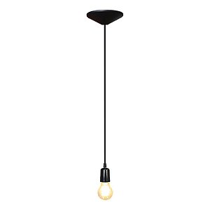 LUMINÁRIA PENDENTE CASCATA ILUX 1 CABO 1,2M| PRETO