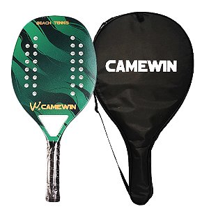 Raquete Beach Tennis Fibra Carbono Camewin Verde com Capa