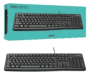 Teclado USB com fio preto Logitech K120