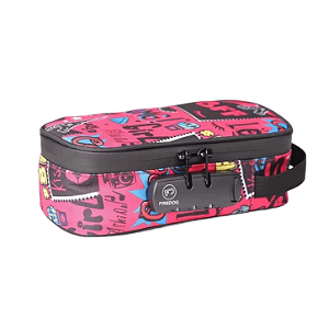 Case Firedog Rosa Graffiti - Smell Proof Premium Acolchoada - À Prova de Cheiro