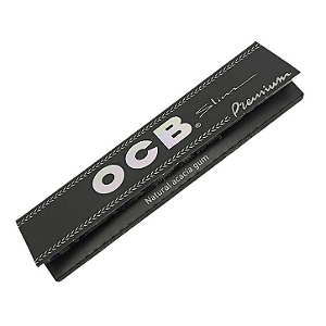 Seda OCB Slim Premium - Black - Papel Extra Fino - Queima Lenta - Natural Acacia Gum