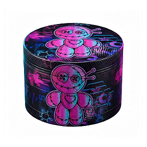 Dichavador Metal 4 Partes 50mm - Boneco VooDoo Neon - Edição Psicodélica