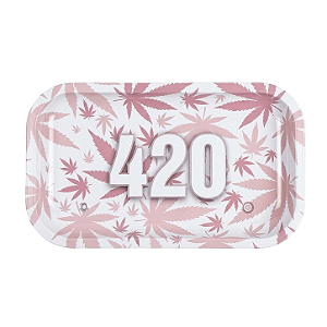 Bandeja Metal 420 Pink Leaves - Edição Feminina