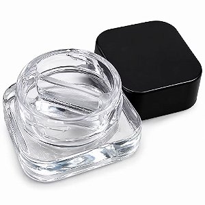 Pote Slick de Vidro Quadrado 9ml Tampa Preta Rosca - Para Extrações e Concentrados