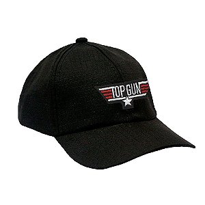 Boné Preto Militar Ripstop com Patch Top Gun