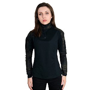 Combat Shirt Feminina Camuflada Multicam Black