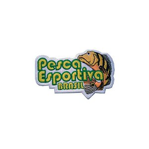Patch Bordado Pesca Esportiva Vermelho com Fecho de Contato