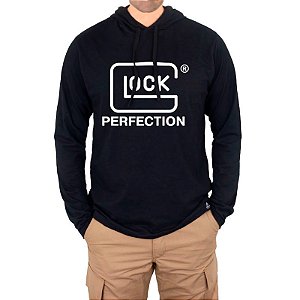Camiseta Manga Longa com Capuz Estampada Glock Perfection