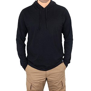 Camiseta Manga Longa com Capuz Sem Estampada