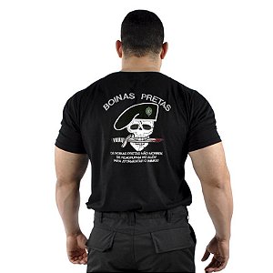 Camiseta Militar Bordada Boinas Pretas
