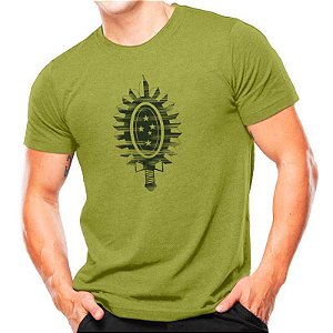 Camiseta Militar Estampada Brasão EB | Verde