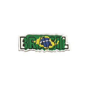 Patch Bordado Brasil Escrito com Fecho de Contato