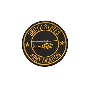 Patch Bordado Us Army Aviation com Fecho de Contato