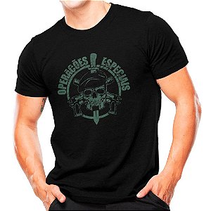 Camiseta Preta Militar Estampada Operações Especiais