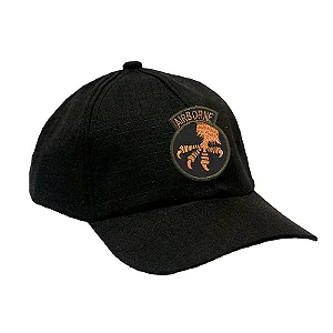 Boné Preto Militar Ripstop com Patch Airborne