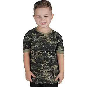 Camiseta Infantil Soldier | Camuflado Digital Pântano