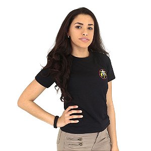 Camiseta Feminina Militar Baby Look Estampada Tropa de Elite