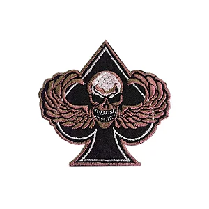 Patch Bordado Espada e Caveira com Fecho de Contato
