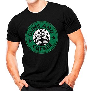 Camiseta Militar Estampada Guns and Coffe
