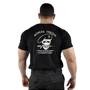 Camiseta Militar Bordada Boinas Pretas