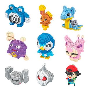 Pack com 9 Pokémon Ver. 3 - Mini Blocos de Montar