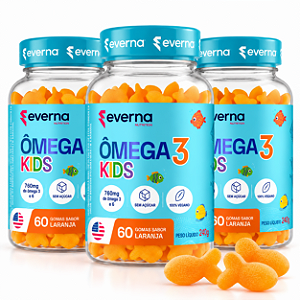 Kit 3 Omega 3 Infantil 180 gomas EPA + DHA Sabor Laranja Peixinho