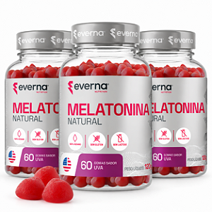 Kit 3 Melatonina Natural em gomas - Sabor uva 180uni