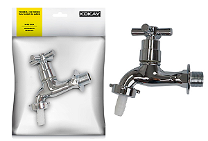 TORNEIRA DE PAREDE P/ TANQUE/JARDIM LUXO ABS CROMADO