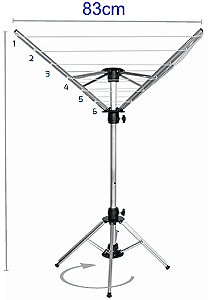 VARAL GIRATÓRIO ALUMINIO 6 CORDAS