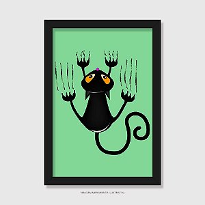 Quadro Gato Preto Arranhando - Modelo 3