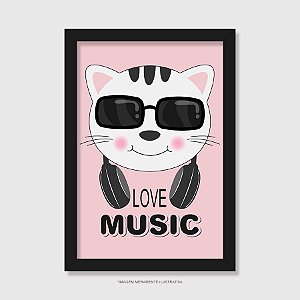 Quadro Gato Love Music - Modelo 2