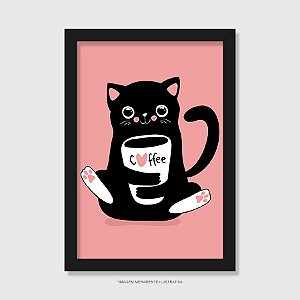 Quadro Gato Preto Café - Modelo 2