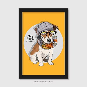 Quadro Jack Russell de Óculos e Cachecol - Modelo 3