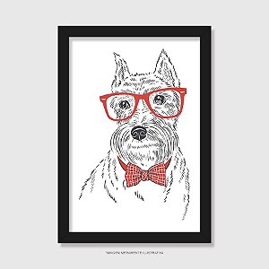 Quadro Schnauzer de Óculos e Gravatinha