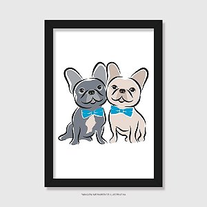 Quadro Bulldog Francês Casal de Gravatinha