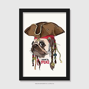 Quadro Cachorro Pug Pirata - Modelo 1