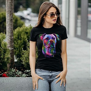 Camiseta Baby Look Pitbull Pop Art