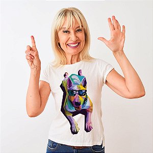 Camiseta Baby Look Cachorro Deitado Pop Art