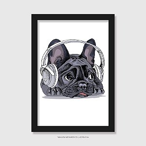 Quadro Bulldog Francês Ouvindo Música - Modelo 1