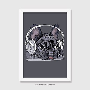 Quadro Bulldog Francês Ouvindo Música - Modelo 2