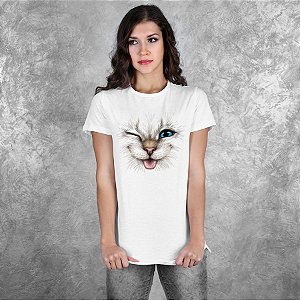 Camiseta Baby Look Gato Piscando