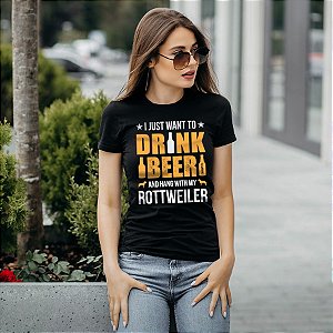 Camiseta Baby Look Cerveja e Rottweiler