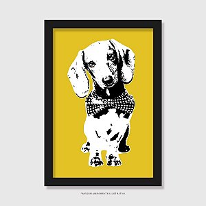 Quadro Dachshund de Gravatinha em Preto e Branco - Modelo 2